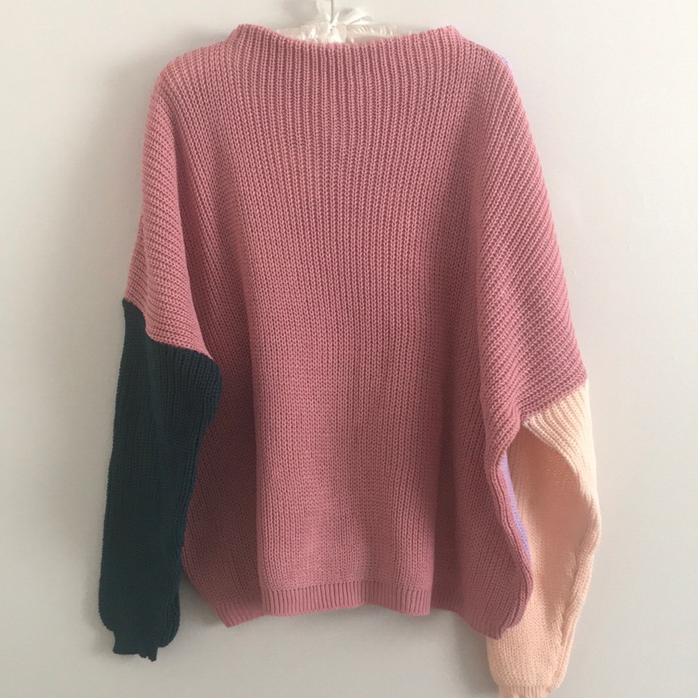 LAST ONE M/L Lilac Reversible Color Block Sweater - Picture 7 of 8